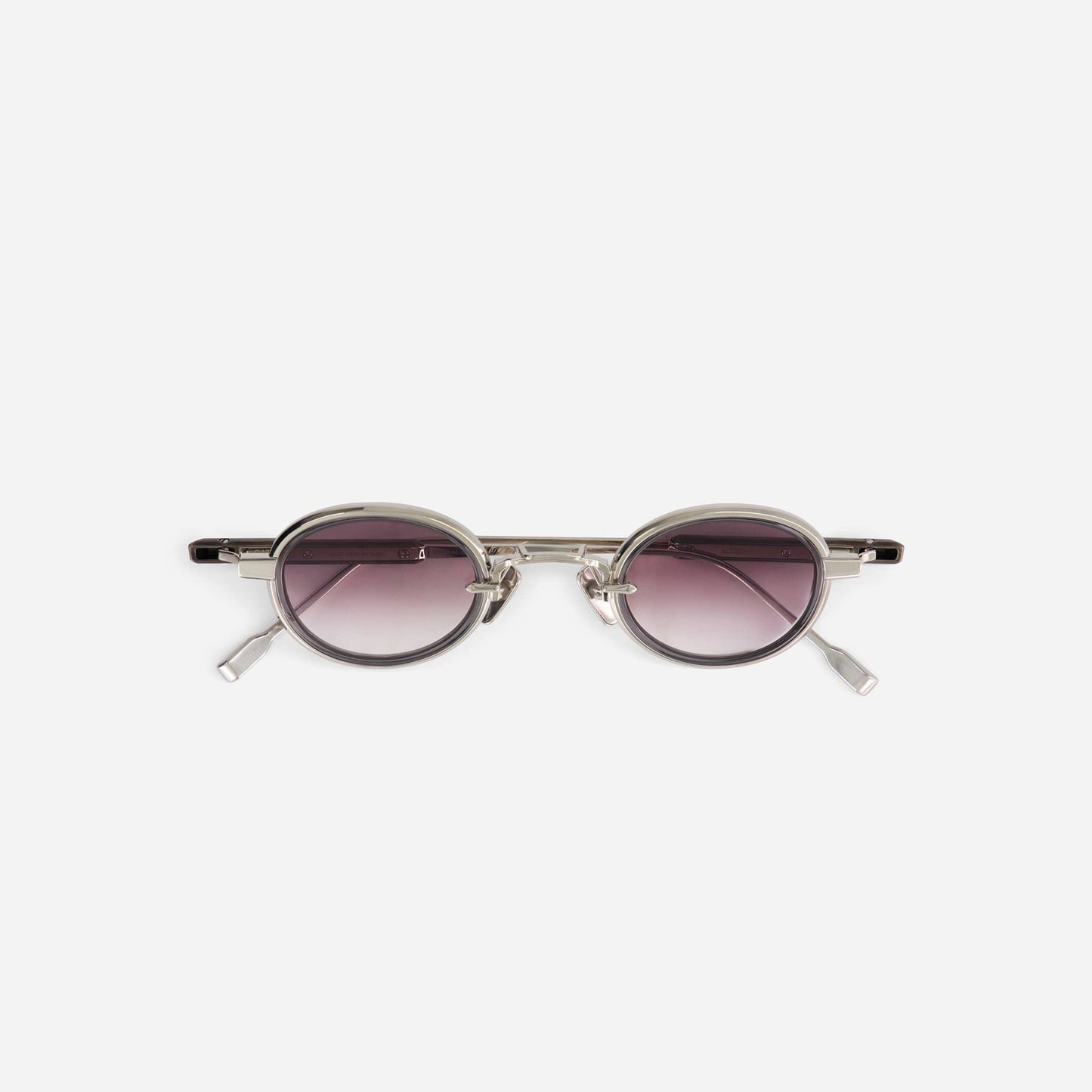 Algedi-T P/AS-1 sunglasses in lunar gold and platinum with a crystal grey insert, crafted and numbered in Fukui, Japan by SATO. A refined and exclusive design.