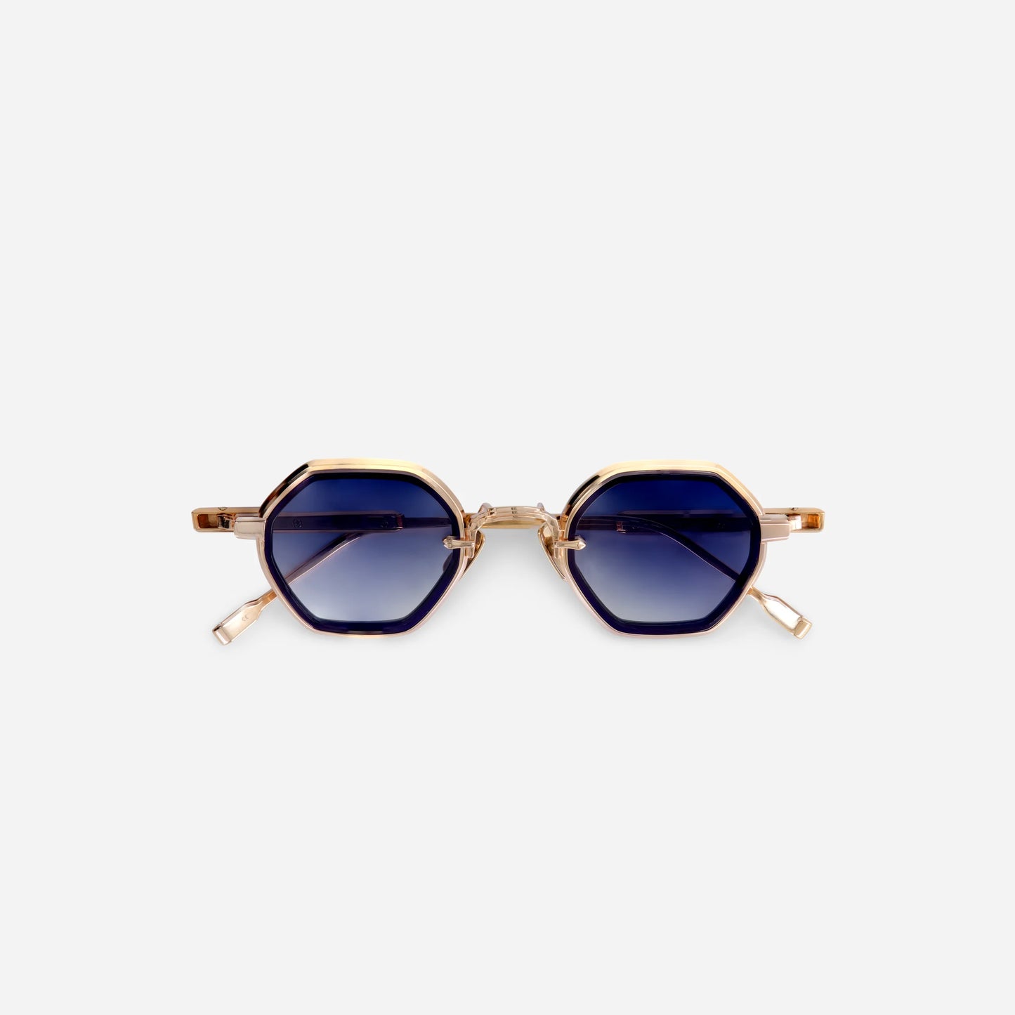 SATO - Arraï-T RG-1 in rose gold with dark blue takiron rim insert and gradient blue lenses.