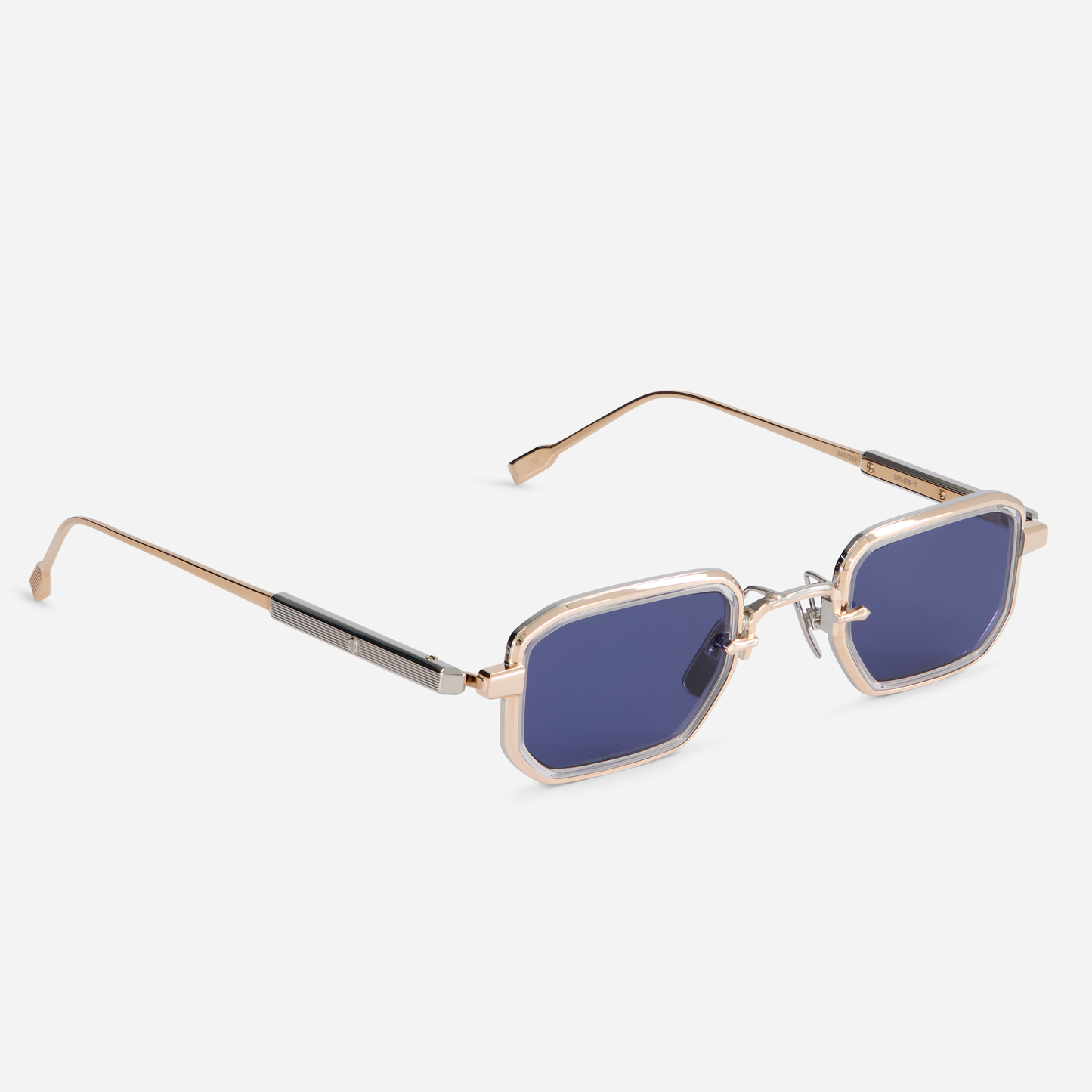 Crafted in Japan, the Deneb-T RG/P-1 features a titanium frame with a combination of rose gold and platinum coatings, along with crystal takiron rim inserts.