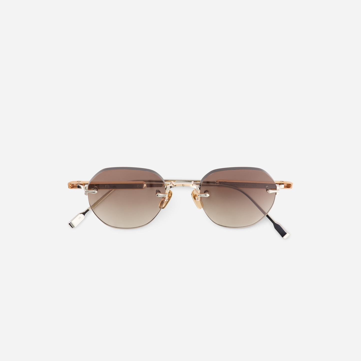 Terebellum I S604, featuring rose gold and platinum coating, and showcasing gradient brown lenses.
