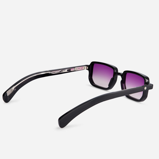 Elevate your eyewear collection with Ran N-1, featuring a Japanese acetate frame in Noir color and gradient purple lenses.