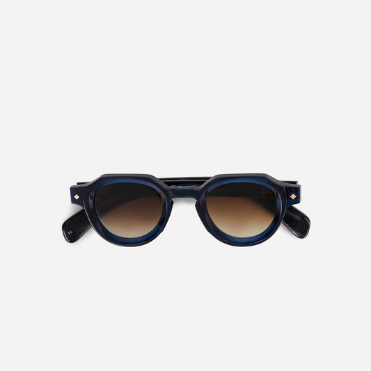 Atria CO-1 sunglasses in cobalt color feature a striking front view with a bi-color design of dark blue and blue tortoise, creating a unique aesthetic.