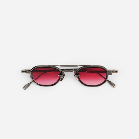 Avior AS/P-1 sunglasses in antique silver and platinum with a burgundy insert.