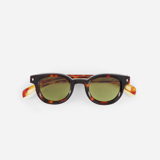 tortoise sunglasses made in japanese acetate with light tortoise on the temples 