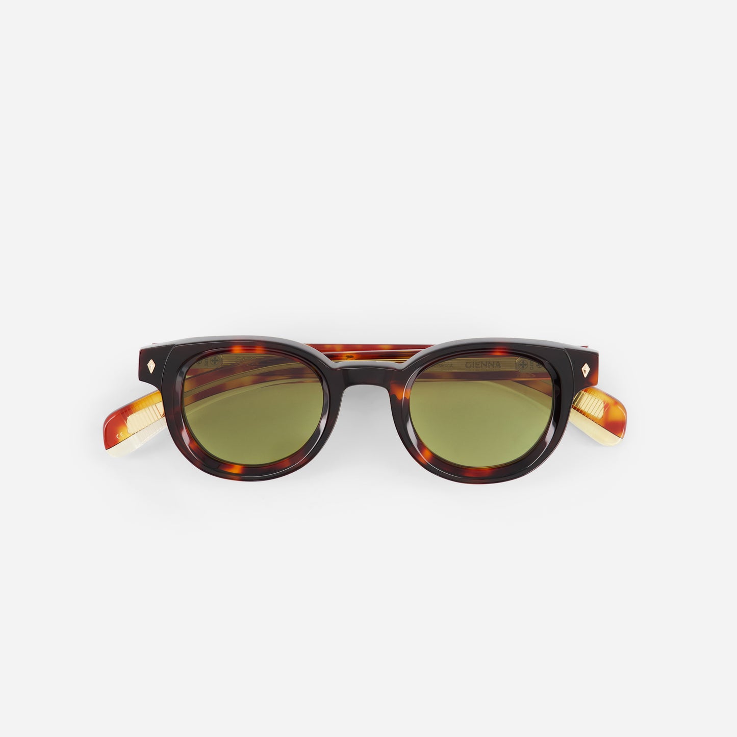 tortoise sunglasses made in japanese acetate with light tortoise on the temples 