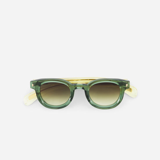 Crystal green sunglasses with crystal temples and gradient green lenses 