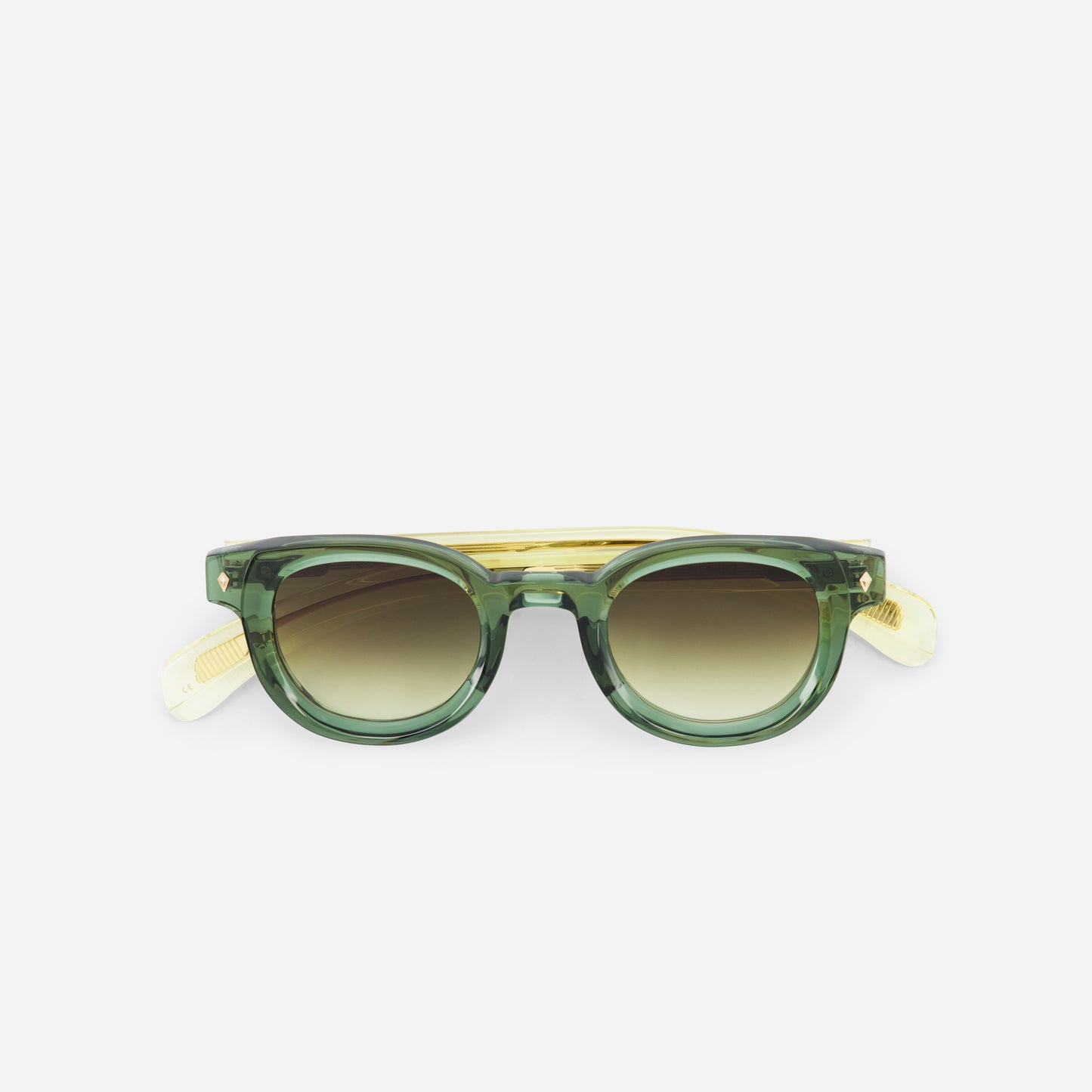 Crystal green sunglasses with crystal temples and gradient green lenses 