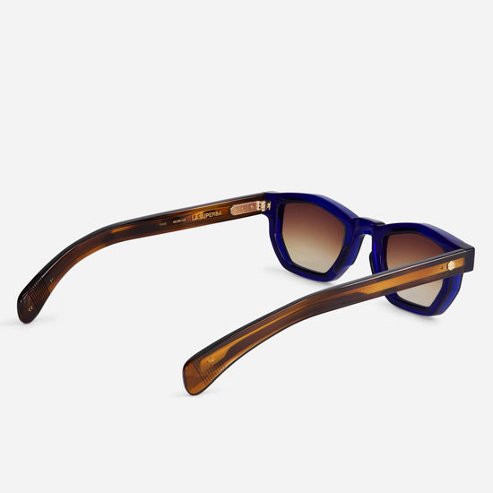 La Superba Z-1 blends striking blue and light tortoise patterns with classic brown lenses.