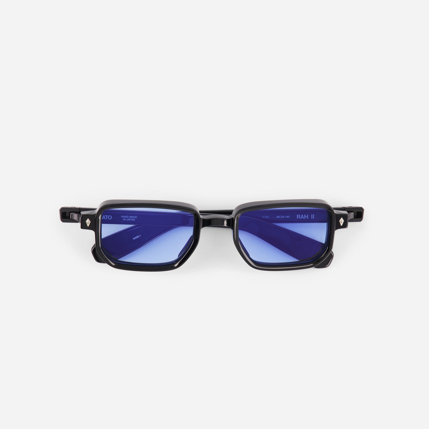 Black frame with light blue lenses