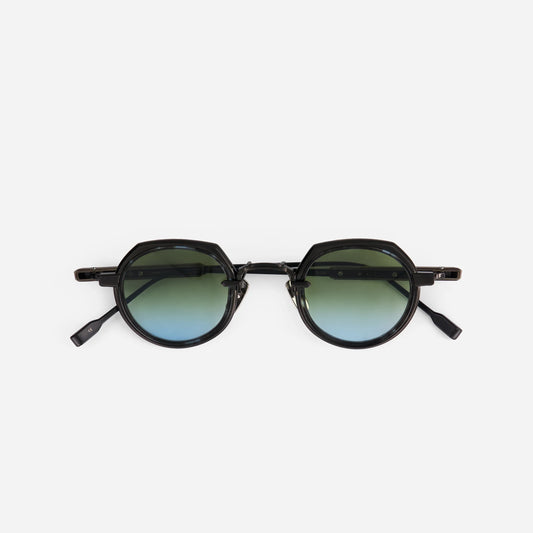 Revati BB/AS-1 sunglasses in brushed black and antique silver with a tortoise insert, made by SATO in Japan. Limited edition