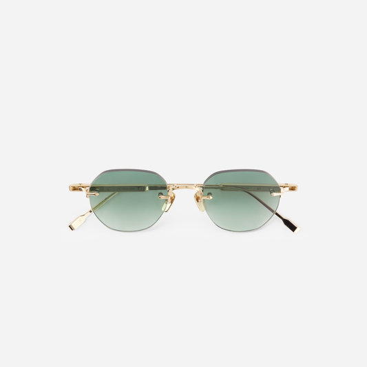 Discover unparalleled chicness with Terebellum Rimless, adorned in Lunar Gold and green-tinted lenses