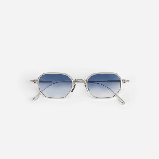 Timir S501, hexagonal glasses made from pure Japanese titanium with stunning blue gradient lenses.