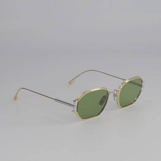 Enir S403 yellow gold and silver  with green lenses I Sato eyewear