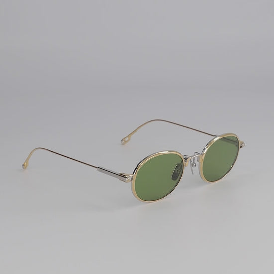 Acamar S103 sunglasses with green lenses. Sato eyewear collection 